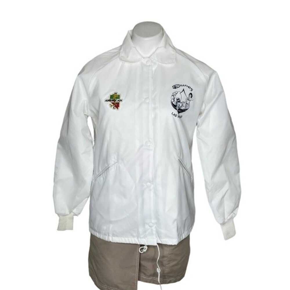 TURFER Womens Golf Jacket DUNES Casino Las Vegas White Vintage 70s Size Medium
